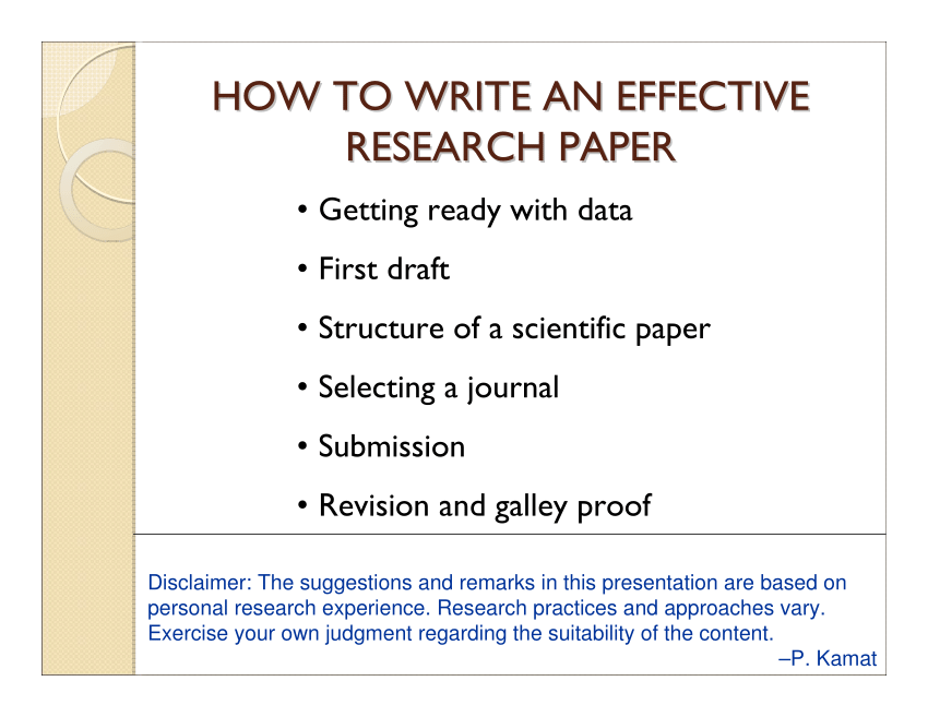 How to Write a Good Research Paper