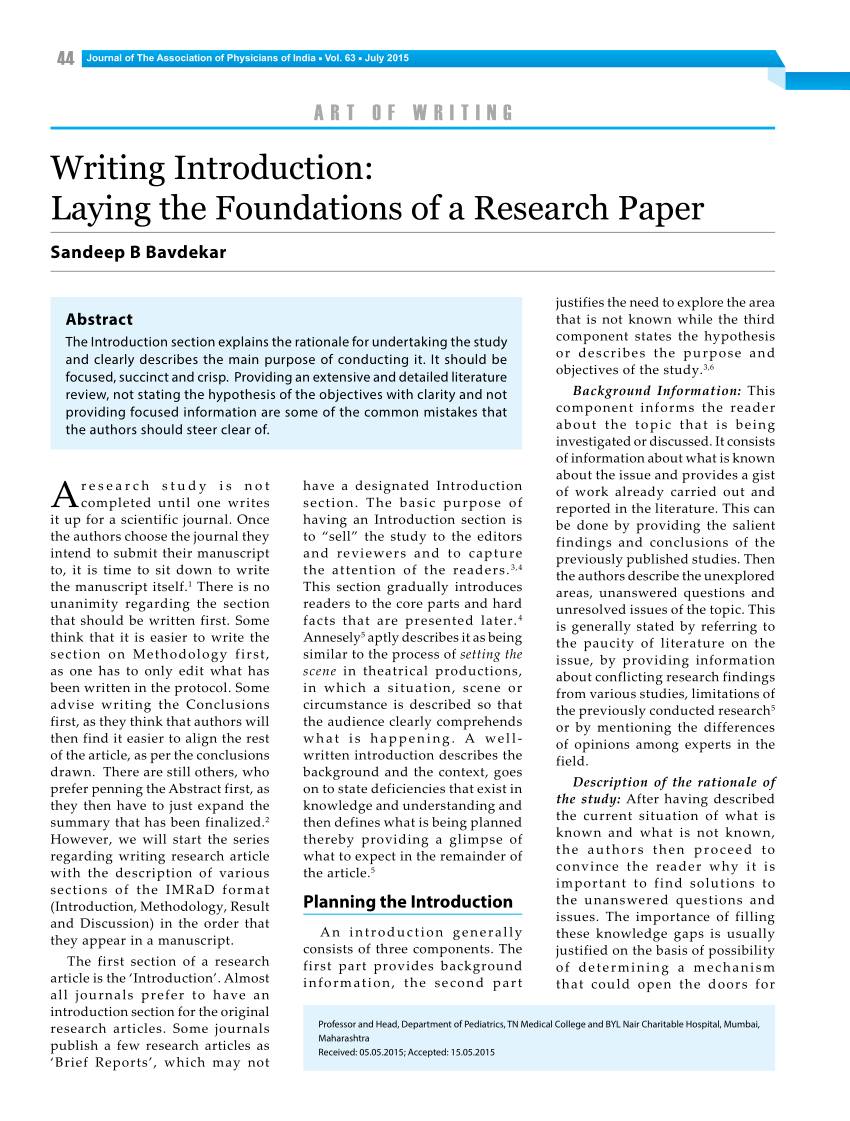 How to Write an Introduction for Research Paper